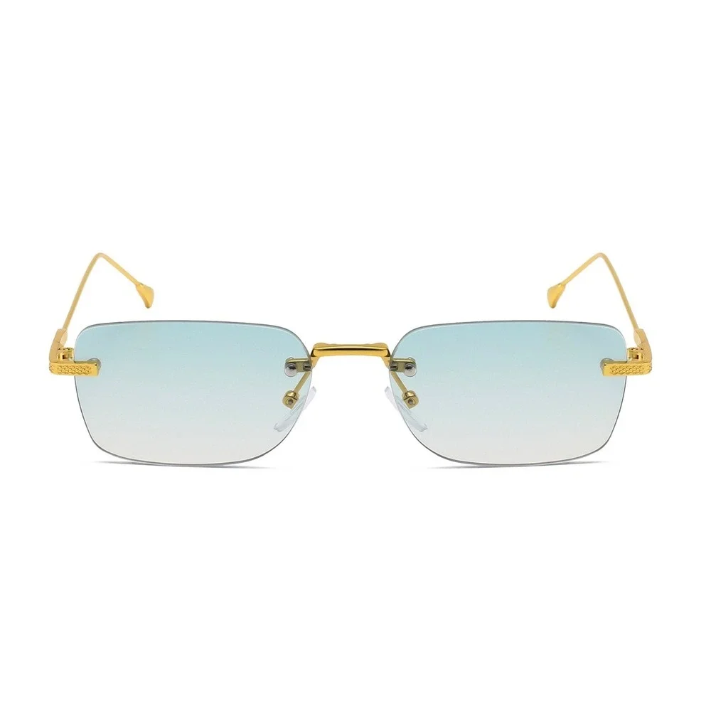 Mens Classy Sunglasses Gold Metal Frame Green‎ Lens Hip Hop Outfit UV400 Protect